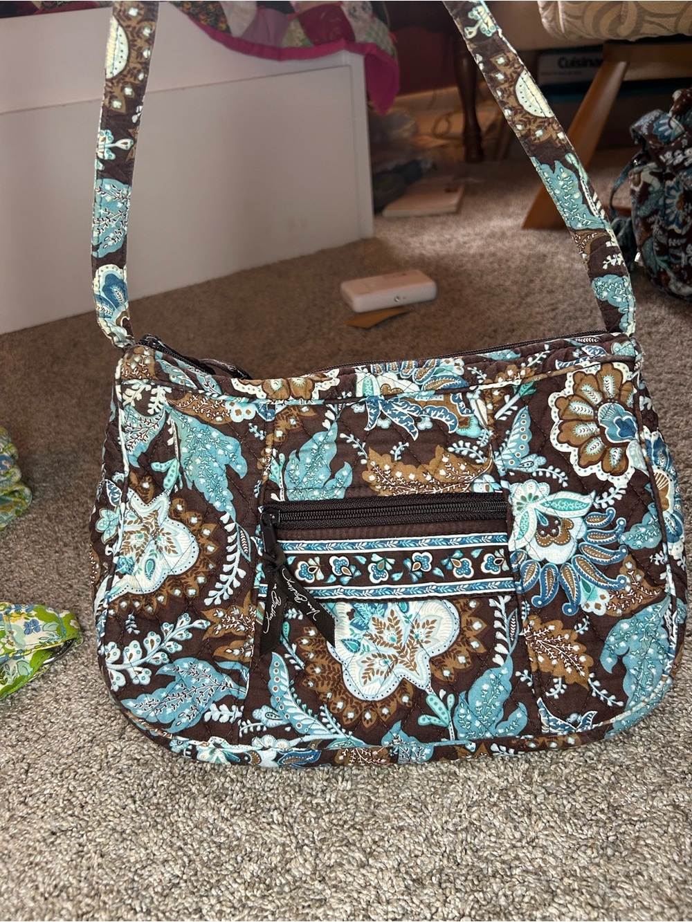 Vera Bradley Java Blue Quilted Hobo Shoulder Bag